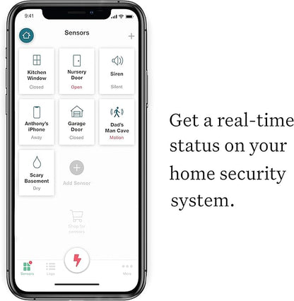 Ooma Door and Window Sensor, works with Ooma Smart Home Security. No contracts and free self-monitor plan. Optional professional monitoring, motion, keypad, water sensor, and garage door sensor