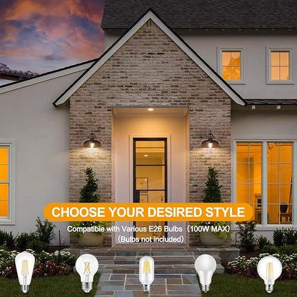 Bosceos 2-Pack Brown Wall Sconces, Farmhouse Exterior Barn Light Fixtures, Outdoor Wall Lights with E26 Socket, Anti-Rust Waterproof Exterior Wall Lantern for House Patio Porch Doorway Garage