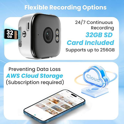 vebiliki 【2 Pack】 Window Cameras with 32GB SD Cards, 2K 3MP Indoor Cameras for Home Security, AI Starlight Color Night Vision, Easy Install & Use, 24/7 Recording, Support 5GHz & 2.4GHz WiFi