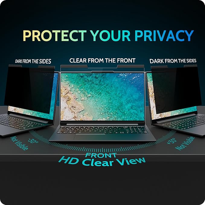 Peslv Magnetic Laptop Privacy Screen 16"&16.1" for 16:9 Computer Monitor, Removable Anti Glare Protector Blue Light Filter Shield Compatible with Lenovo Hp Dell Acer Asus Thinkpad Envy Xps