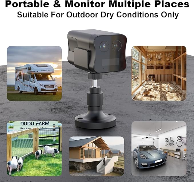 No WiFi Security Camera, 4G LTE Cellular Security Camera, 2K Dual Lens Magnetic Portable SIM Card Camera with Long Stanby Battery, Night Vision, PIR Motion Cam for Garages, Cabins, Campsites, Motels