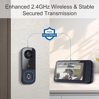 TKMARS Doorbell Camera Wireless No Subscription Video Doorbell, Real-time Intercom, 4.5” Screen, 120° Viewing Angle, No APP, No WiFi