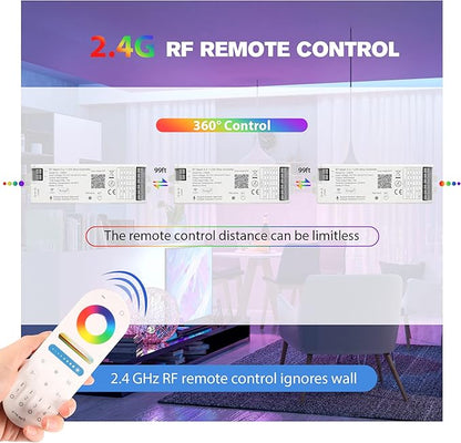 LM053 Bluetooth Mesh 4.2 LED Strip Controller RGB CCT RGBW 5in1 Dimmable Compatible with Smart Life APP/Alexa Echo/Google Assistant Home/Siri, DC12-24V Lights Controller