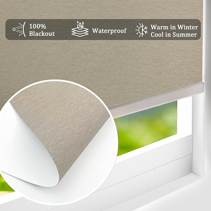 Motorized Blinds with Remote Cordless Automatic Motorized Shades Custom Blinds for Windows Smart Curtains Compatible with Alexa Google Home(Blackout Sweet Latte,W43 x H72in)