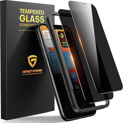 ImpactStrong Anti-Spy Privacy Screen Protector for iPhone 11 / iPhone XR (6.1-Inch), 9H Tempered Glass, Shatter-Resistant, Anti-Scratch, Easy Install Kit, Case Friendly, 2-Pack
