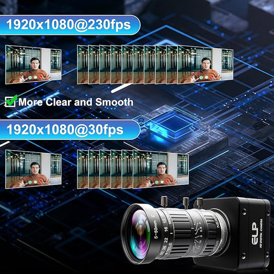 12MP USB 3.0 Camera,4K@30fps 1080P@230fps High Frame Rate UVC Camera, 5-50mm 10X Manual Zoom Lens,Wide Application for Industrial,Security,3D Printer,Compatible with Windows Linux Mac Android