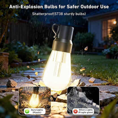 AILBTON RGB+IC 400FT Outdoor String Lights Bulbs IP67 Waterproof LED Color Changing Smart App Hanging Shatterproof Light with Remote Controller for Outside, Patio, Backyard, Garden, Party