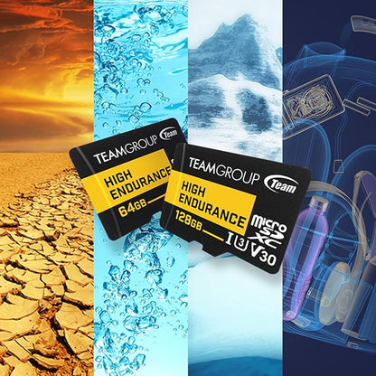 TEAMGROUP HIGH Endurance 128GB 5 Pack Micro SDXC UHS-I U3 V30 100MB/s Designed for Monitoring Stable Durable Long Lasting Flash Memory Card Security Camera 4K&Full HD Video Recording THUSDX128GIV3068