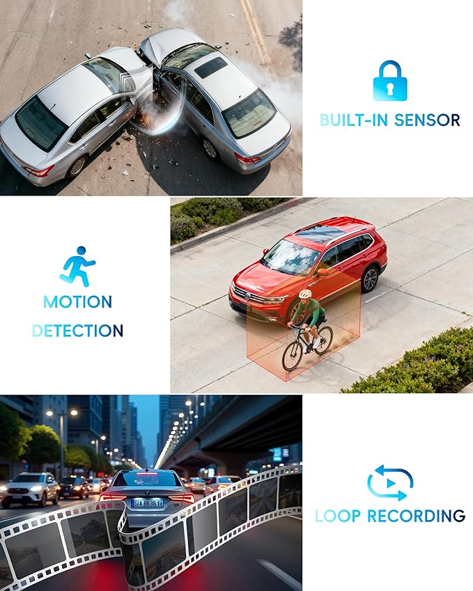2026 12'' 4K Rear View Mirror Camera with STARVIS 2 Sensor,4K+2.5K Front and Rear Mirror Dash Cam+1080P Inside Car Camera for Baby,WiFi,GPS,APP,Free 128G SD Card,Dash Camera for Cars Safety