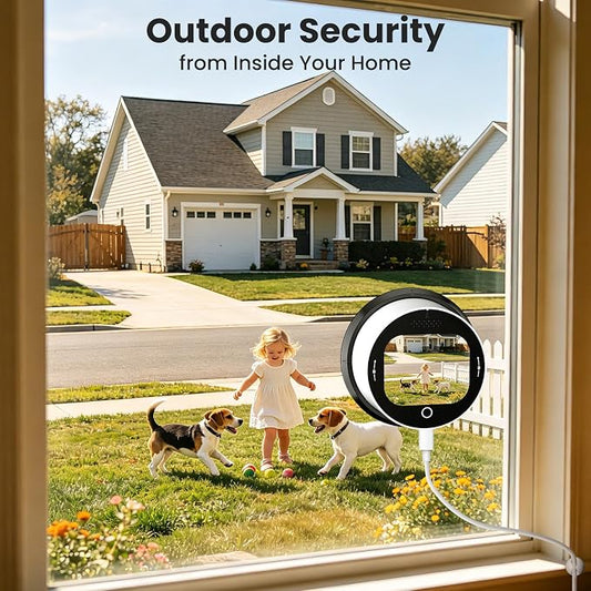 SOLIOM 5MP Window Camera with LCD Touchscreen,Indoor Camera for Home Security Outdoor,24/7 Recording,Anti-Glare Color Night Vision,AI Motion Detection, No-Drill Install for Apartments & Rentals