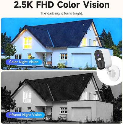JAIOTlink Security Cameras Wireless Outdoor, 2.5K Battery Camera, 2.4G/5GHz WiFi, Spotlight & Siren Alarm, Color Night Vision, AI Motion Detection, Waterproof, Magnetic Mount, Compatible with Alexa
