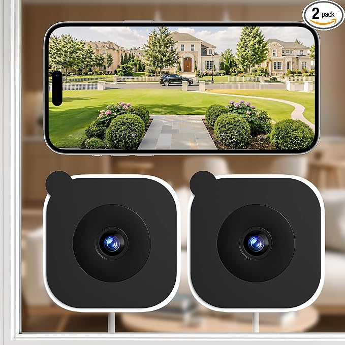 2K No-Drill Window Camera, WiFi Window Cameras for Home Security, 2 Pack