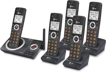 AT&T CL82519 DECT 6.0 5-Handset Cordless Phone for Home with Answering Machine, Call Blocking, Caller ID Announcer, Intercom and Long Range, Black