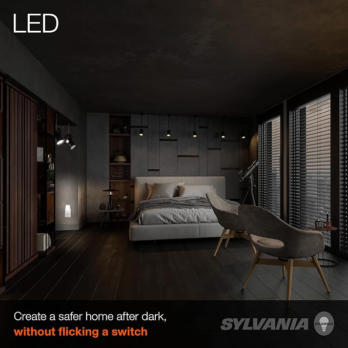 LEDVANCE Sylvania LED Mini Automatic Plug-in Night Light with Sensor, Motion Activated, Dusk to Dawn, Warm White, Plug-in Type - 4 Pack (64988)