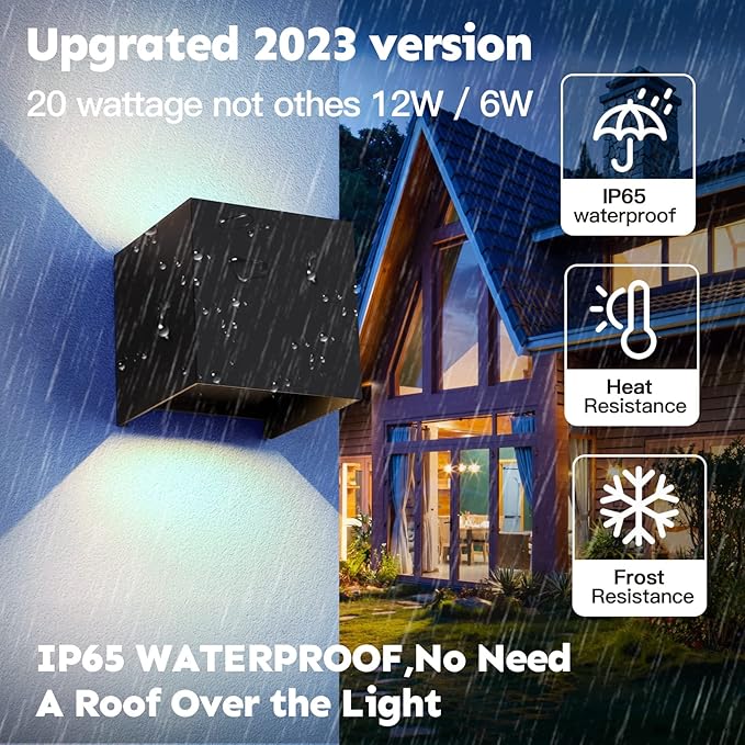 Outdoor Wall Lights 2PCS 3000k Wall Light Outdoor Porch Light Modern Wall Sconce up Down Light Outdoor Wall Light fixtures 20W LED Wall Pack Light