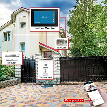 ANJIELO SMART Wireless Video Intercom System Wired 7 Inch Touch Monitor for Home Residencial RFID Card Access 1080P Doorbell Camera Tuya Video Intercoms for Apartment