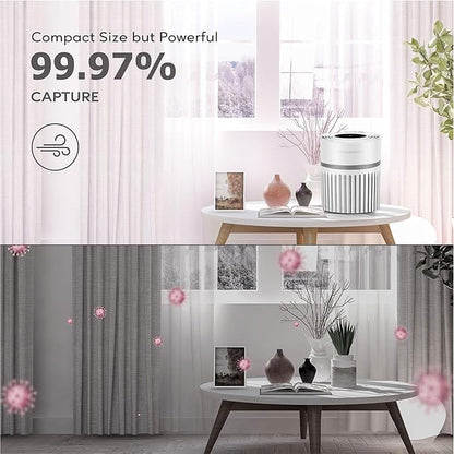 MEGAWISE EPI810 Air Purifier for Small Rooms | Captures Dust, Smoke, Pet Hair | Ideal for Home, Office, Bedroom (White)