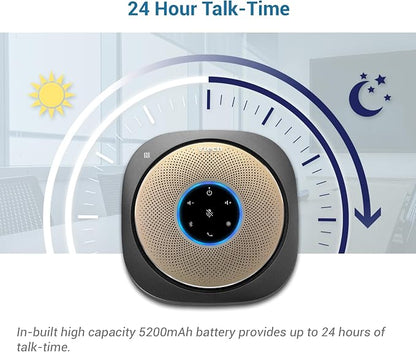 VTech VCS601-2 Bluetooth Conference Speakerphone - 360° Premium Voice Pickup with 6 Microphones, Smart NFC Connect, 24H Call Time with HD Audio, Reverse Charging USB C, Voice Assistant, Home Office