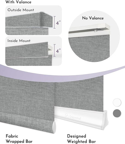 Graywind Rechargeable Smart Sliding Panels Blinds Compatible with Alexa Google Custom Motorized Panel Track Blinds Remote Control for Patio Sliding Door Closet Door Width Up to 177" (Light Grey)