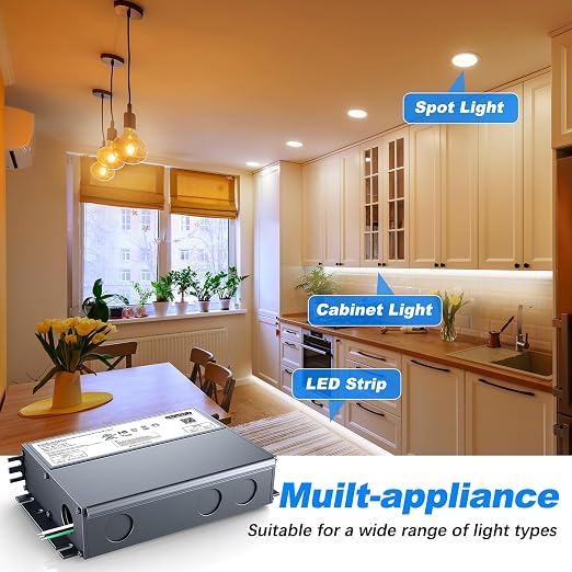 Dimmable LED Driver 192W 24V for Lutron & Leviton Dimmer, Triac/ELV/MLV AC to DC Power Supply Transformer for LED Strip Light Dimmable, Constant Voltage Projects, UL&FCC-Listed, Class 2