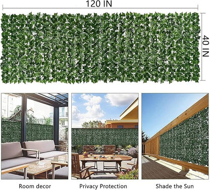 Privacy Fence Screen Artificial Ivy Grass Wall Screen 120x40 in Balcony Fence Privacy Screen Faux Vines Green Backdrop Fake Ivy Wall Panels Hedge Fence for Patio,Garden, Backyard Indoor Outdoor deocr