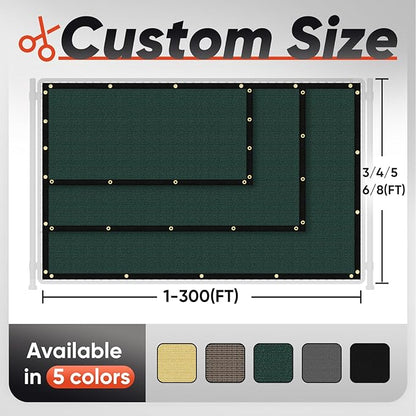 5'X34' Customized Fence Privacy Screen with 90% Blockage Cover Cloth for Pool Yard Patio Dark Green