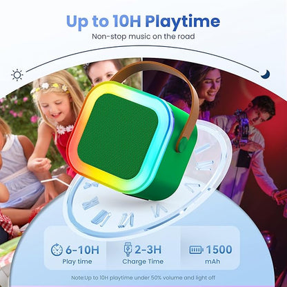Mini Karaoke Machine for Kids Adults, 2026 TOP Birthday Gifts for Girls Boys 3,4,5,6,7,8+Year Old Toddler Toys, Portable Bluetooth Speaker with 2 Wireless Karaoke Microphones Player (Dark Green)