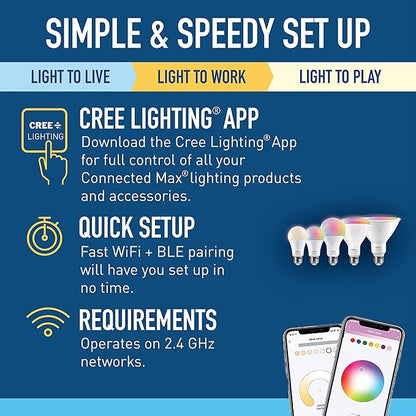 Cree Connected Max Smart Remote Control & Dimmer, Remote Control Dimmer, Compatible with Any Connected Max Smart Bulb, Bluetooth + WiFi, White, 1 Remote
