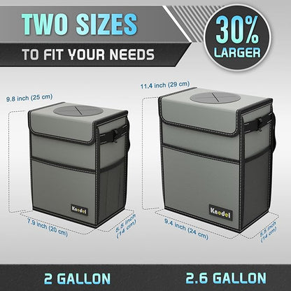 K KNODEL Car Trash Can, Waterproof Garbage Can, Trash Bag with Lid, Leak-Proof Car Bin, Trash Hanging Bag for SUV (Medium, Gray)