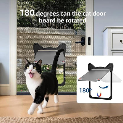 Pet Screen Door for Dogs & Cats - Heavy Duty Magnetic Lockable Flap, Inside Door 11.1x8.94inch, Easy Install for Sliding Glass/Patio Doors Screen, Scratch-Resistant & Security Latch (Size XL)
