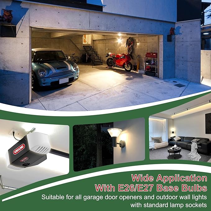 2-Pack Universal Garage Door Opener LED Light Bulb,5000K Daylight,Compatible with All Garage Door Opener Brands Such as Genie, Chamberlain, Craftsman and LiftMaster Operators