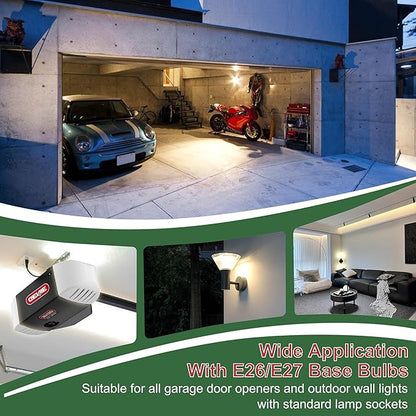 2-Pack Universal Garage Door Opener LED Light Bulb,5000K Daylight,Compatible with All Garage Door Opener Brands Such as Genie, Chamberlain, Craftsman and LiftMaster Operators
