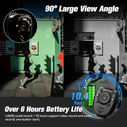KSADBOSSBO Body Camera with 1080P Recording Spy Hidden Wireless Cam Built-in 64GB Card 1080P Police Recorder Security Cam with Night Vision Dash Cam for Home/Outdoor/Law Enforcement/Cop Guard (64G)
