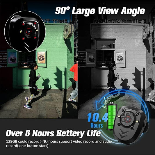 KSADBOSSBO Body Camera with 1080P Recording Spy Hidden Wireless Cam Built-in 64GB Card 1080P Police Recorder Security Cam with Night Vision Dash Cam for Home/Outdoor/Law Enforcement/Cop Guard (64G)