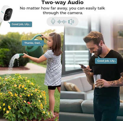 Vicohome 2CG6 Best 2K Solar Security Camera Wireless Outdoor System, No NVR Needed, Battery Powered, Easy to Setup,Motion Detection, Two Way Audio,Color Night Vision, SD Slot, 180 Days Exchange Policy