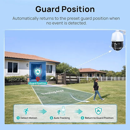 VIKYLIN 4K PoE PTZ Camera for Outdoor Security, 25X Zoom PoE Surveillance Camera System, Human Vehicle Detection, Two-Way Audio, IR Night Vision 328ft, Smart Tracking, 24/7 Recording