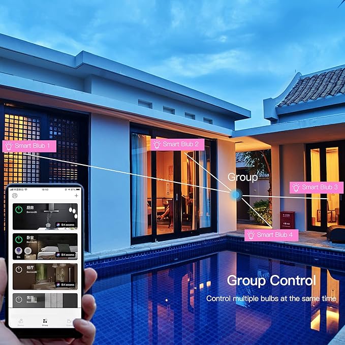 Smart Light Bulbs Work with Apple HomeKit, 16 Million DIY Colours GRBCW WiFi LED Light Bulb Multicolor WiFi and Blutoth Smart Bulbs Compatible with Siri, Alexa, Google Assistant 2 Pack