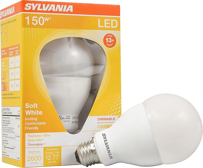 Sylvania A21 LED Light Bulb, 23W, 150W Equivalent, Dimmable, 2600 Lumens, 2700K, Soft White - 1 Pack (79714)