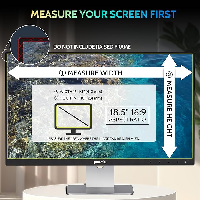 Peslv [2 Pack] 18.5 Inch Privacy Screen for Computer Monitor 16:9 Aspect Ratio, Eye Protection Anti Blue Light Glare Shield, 18.5inch Removable Black Blackout Anti Spy Desktop Security Private Filter