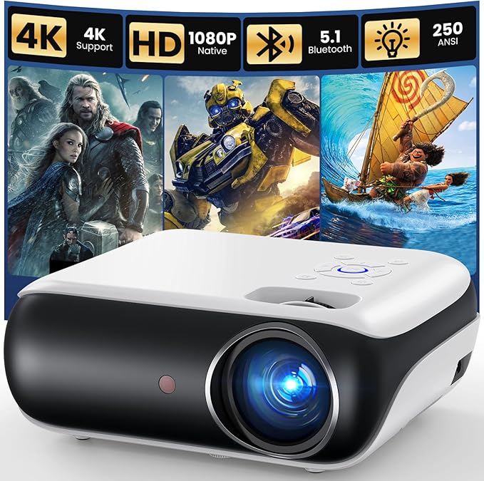HAPPRUN Native 1080P Outdoor Smart Projector-Standard | Native 1080P • Mini & Portable • Easy Setup • Built-in Speaker • Indoor & Outdoor • Phone, Laptop & PS5 Compatible