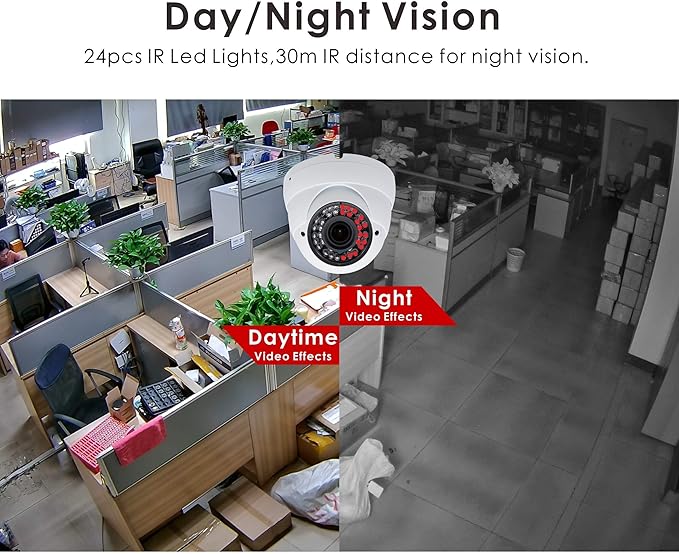 5MP 4MP Dome Super Hybrid Security Camera 4in1 TVI/CVI/AHD/960H CCTV Surveillance Security Camera 2.8-12mm Varifocal Lens Waterproof Day&Night Vision Outdoor/Indoor 98ft IR Camera White