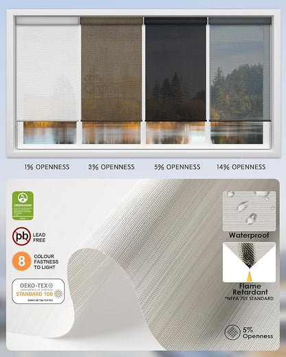 Yoolax Motorized Solar Shades Light Filtering Motorized Blinds with Remote Smart Blinds Work with Alexa, Google, Flame Retardant Roller Shades for Windows, Customized (5% Openness Textured Gray)
