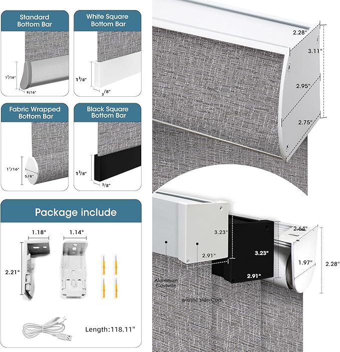 SmartWings Motorized Light Filtering Shades, Work with Matter Thread Homekit Z-Wave Alexa Google, 70% Blackout Shades Translucent, Cordless Blinds with Remote Control Rechargeable, Safari Midnight