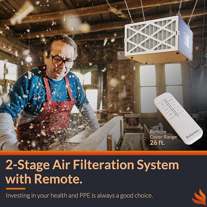 PURISYSTEMS 3-Speed Remote Air Filtration System, PuriCare 500 Hanging Air Filter w/RF Remote for Woodworking, Garage Air Purifier, Shop Dust Collector, up to 500 sq. ft(500 CFM)