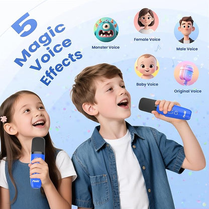 Mini Karaoke Machine for Kids Adults, 2026 TOP Birthday Gifts for Girls Boys 3,4,5,6,7,8+Year Old Toddler Toys, Portable Bluetooth Speaker with 2 Wireless Karaoke Microphones Player (Deepblue)