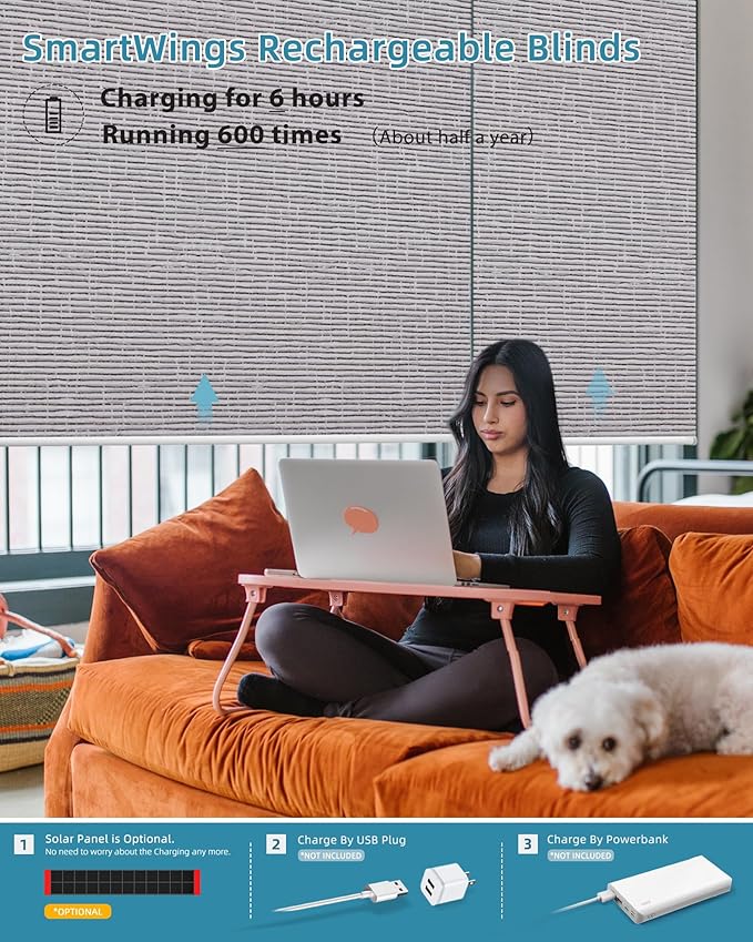 SmartWings Motorized Smart Blinds with Remote, Custom Automatic 100% Blackout Roller Shade Compatible with Alexa/Homekit/Google, Electric Smart Blinds for Indoor Windows, Safari Rock Grey