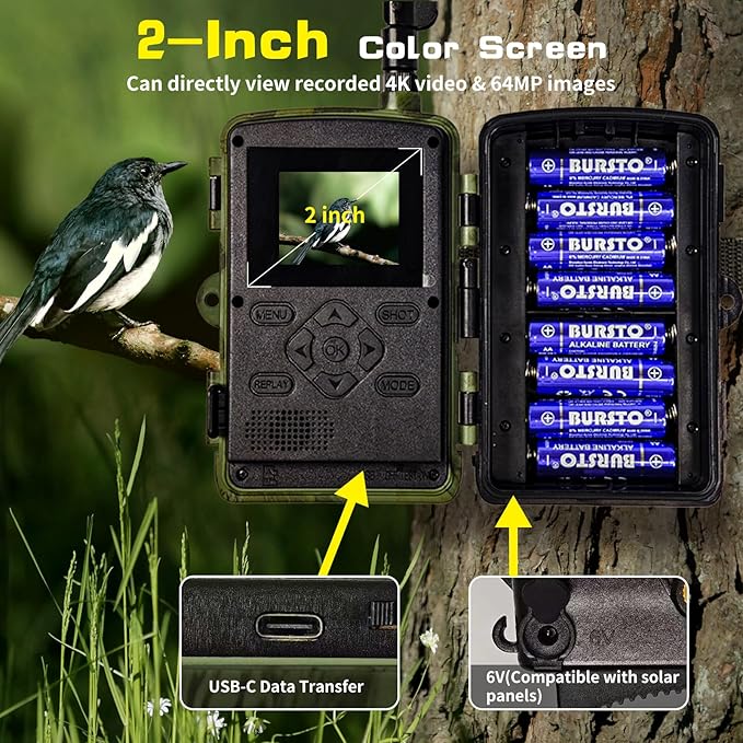 Cellular Trail Camera Subscription-Free, 4G LTE Cam, 1296P HD, 60MP, Low-Glow IR Night Vision, Fast Trigger Speed, Long Battery Life & 32GB SD for Wildlife Monitoring & Property Security