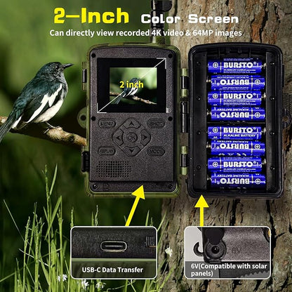 Cellular Trail Camera Subscription-Free, 4G LTE Cam, 1296P HD, 60MP, Low-Glow IR Night Vision, Fast Trigger Speed, Long Battery Life & 32GB SD for Wildlife Monitoring & Property Security
