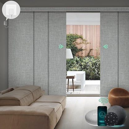 Yoolax Custom XL Smart Sliding Door Blinds, Motorized Sliding Panel Blinds Compatible with Alexa, Blackout Vertical Blinds for Glass Doors, Patio Doors, Closet Doors, Fabric-Smoky Grey