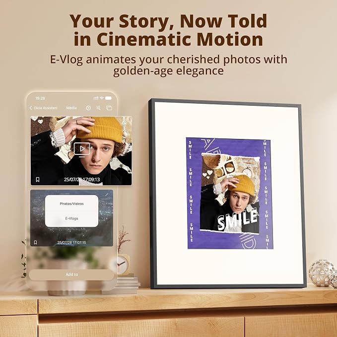Dragon Touch Music Frame Bluetooth Speaker & Wi-Fi Digital Picture Frame, Hi-Fi 6-Speaker Wall-Mount or Tabletop Art Frame, Dynamic Lyrics Display for Home Decor, Supports Spotify & Apple Music